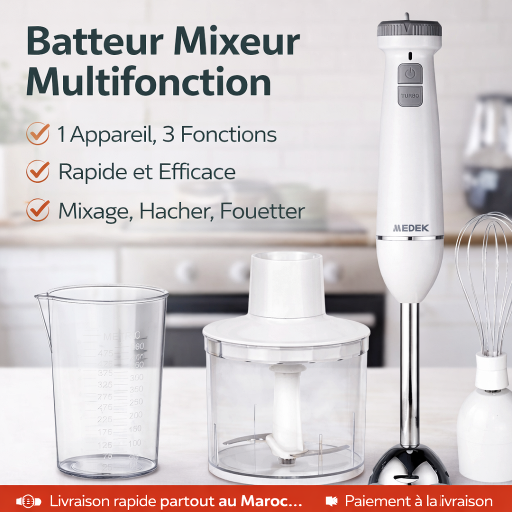 3 en 1 Mixeur bateur hachoire